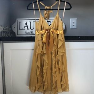 Halter gold ruffle BCBGMAXAZRIA size 0